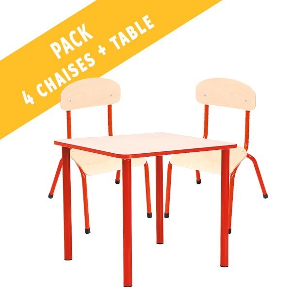 Pack table carrée et 4 chaises - T0