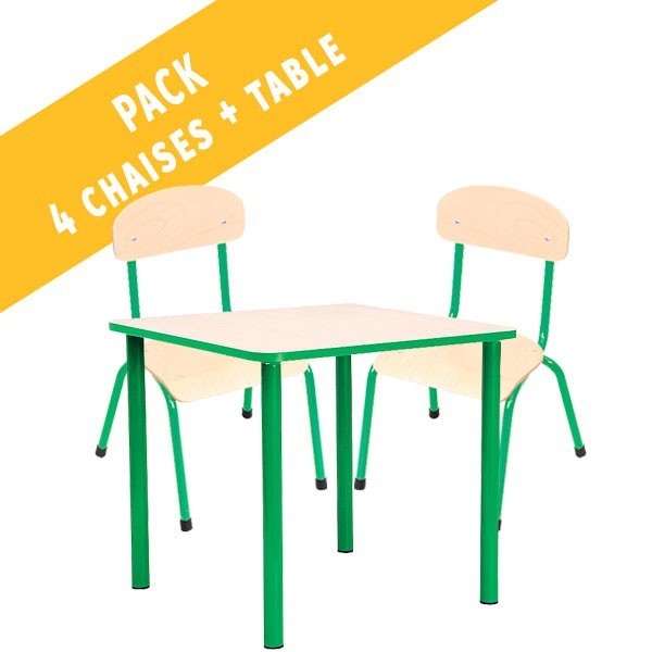 Pack table carrée et 4 chaises - T0