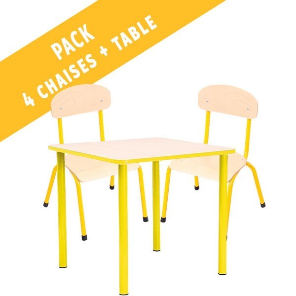 Pack table carrée et 4 chaises - T0