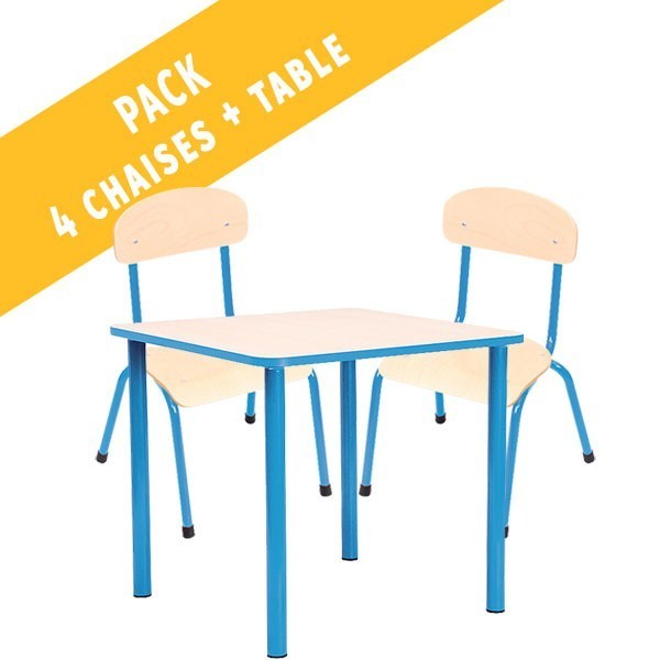 Pack table carrée et 4 chaises - T0