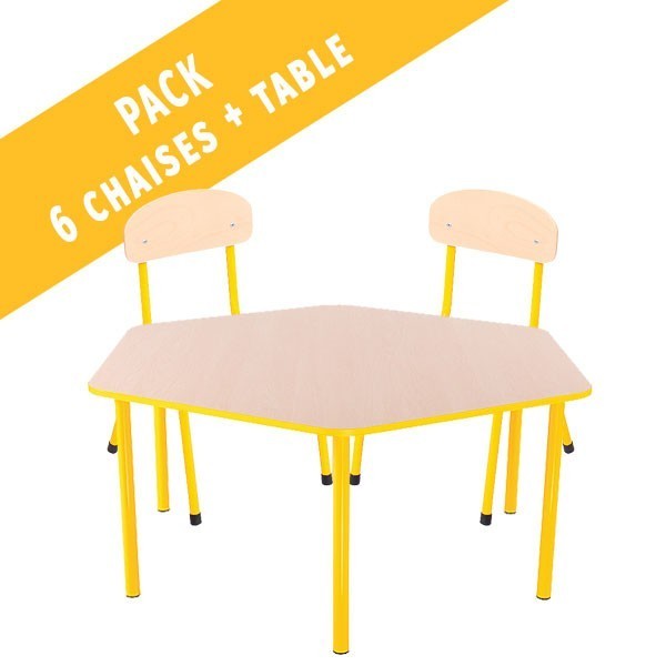 Pack table hexagonale et 6 chaises - T0