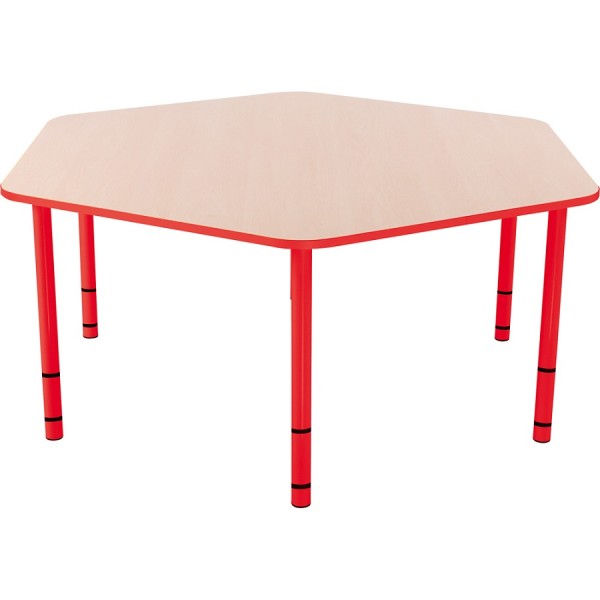 Table enfant hexagonale réglable - de 40 à 58 cm