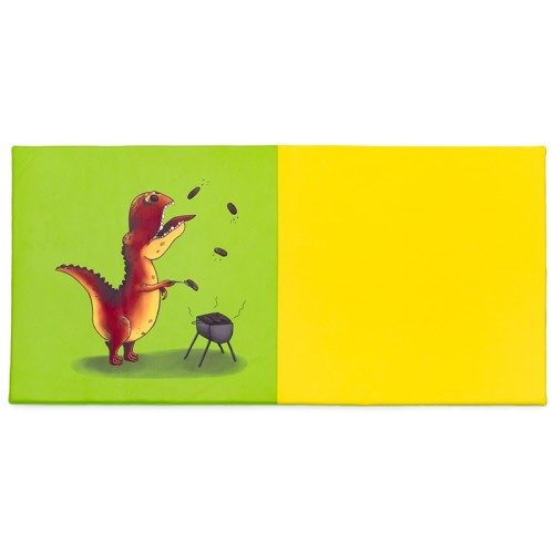 Tapis motricité bicolore - motif dinosaure barbecue