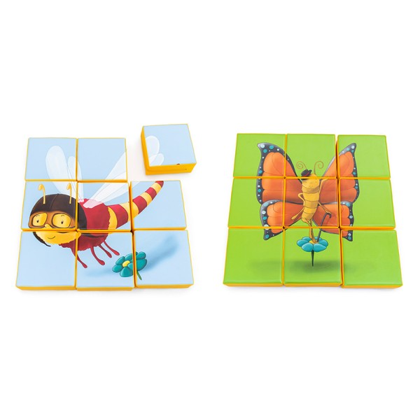 Puzzle double face en mousse (9 pièces) - Libellule et Papillon