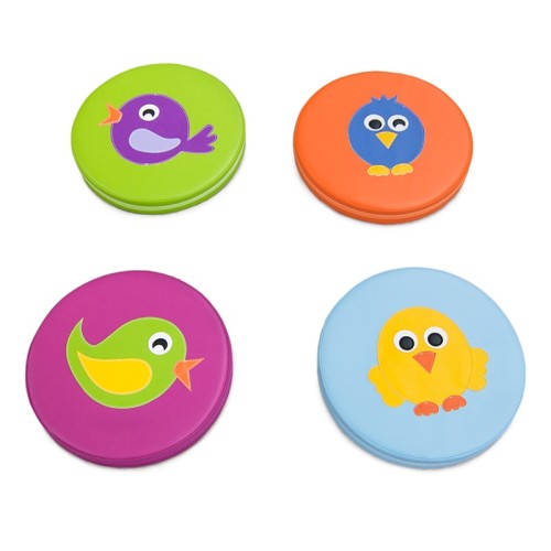 4 coussins circulaire - Motifs oiseaux