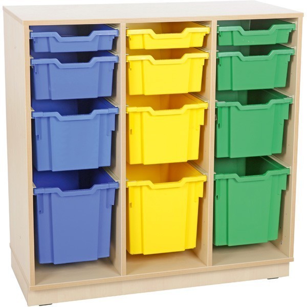 Meuble avec 12 bacs plastiques