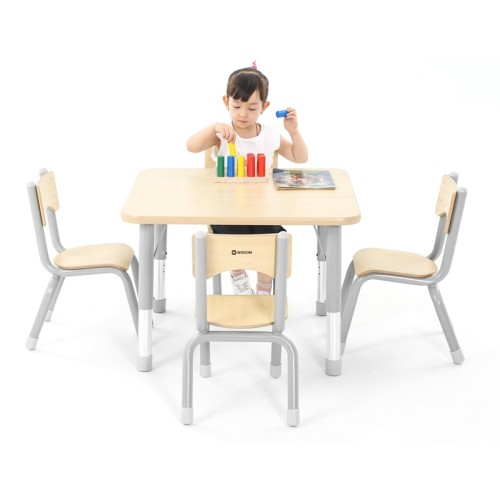 Pack table carrée enfant réglable et 4 chaises