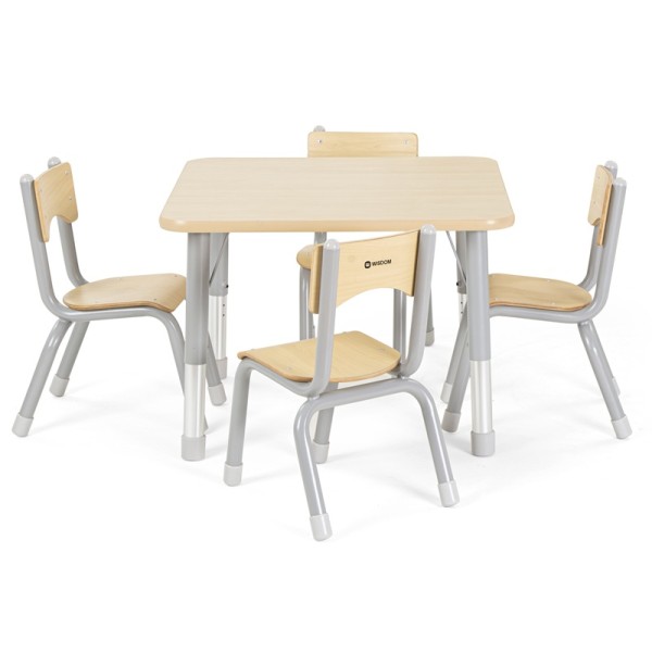 Pack table carrée enfant réglable et 4 chaises