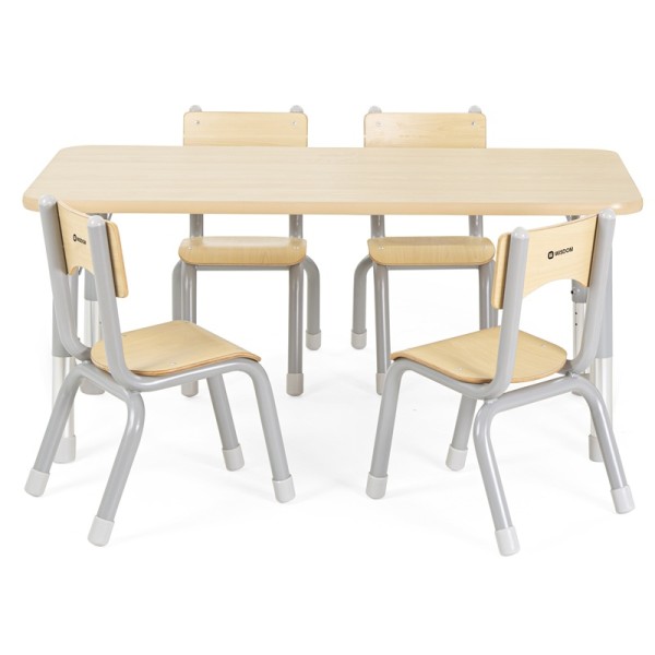 Pack table rectangulaire enfant réglable et 4 chaises