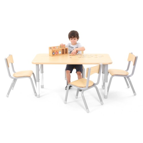 Pack table rectangulaire enfant réglable et 4 chaises