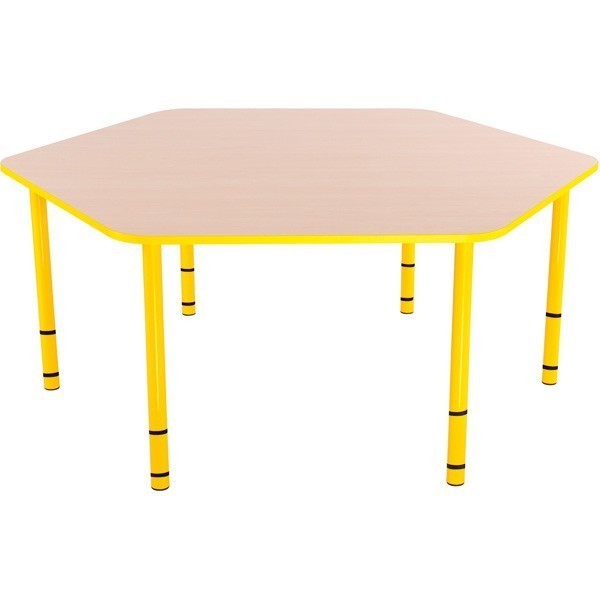 Table enfant hexagonale réglable - de 40 à 58 cm