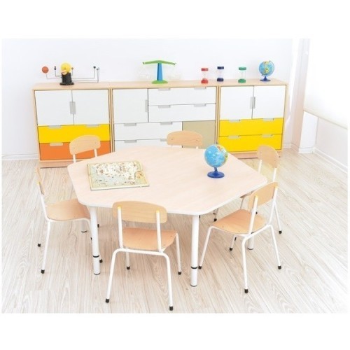 Table enfant hexagonale réglable - de 40 à 58 cm