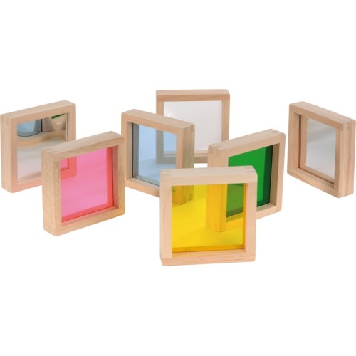 Set 7 pièces carrées colorées et miroirs