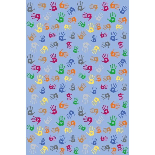 Tapis rectangulaire avec mains colorées