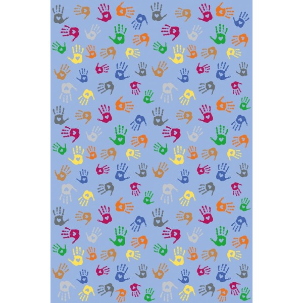 Tapis rectangulaire avec mains colorées