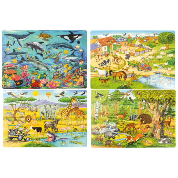 Pack 4 puzzles animaux