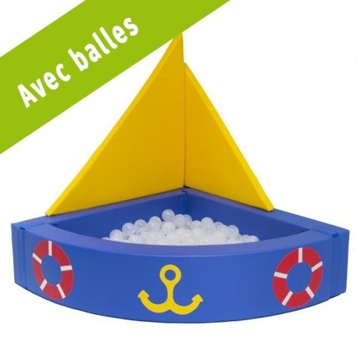 Piscine à balles d'angle - motif bateau à voiles - Avec balles