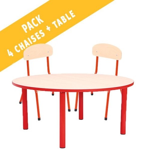 Pack table ronde et 4 chaises - T0