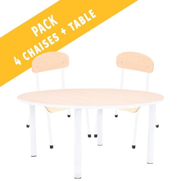 Pack table ronde et 4 chaises - T0