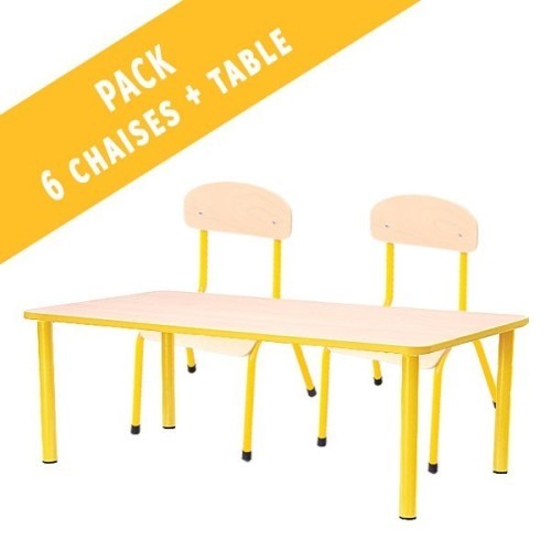 Pack table rectangulaire et 6 chaises - T0