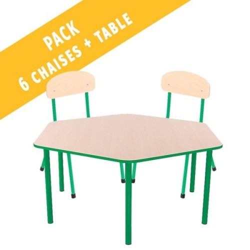 Pack table hexagonale et 6 chaises - T0