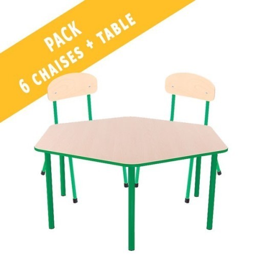 Pack table hexagonale et 6 chaises - T0