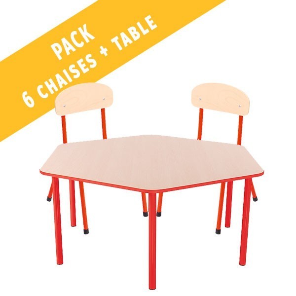 Pack table hexagonale et 6 chaises - T0