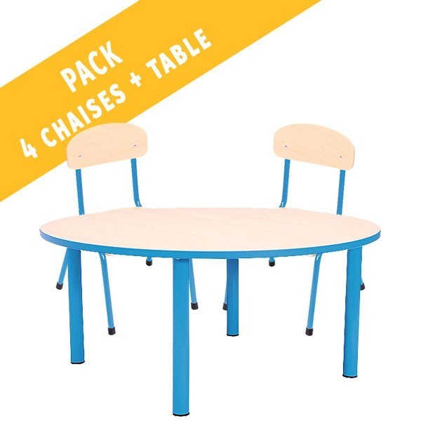 Pack table ronde et 4 chaises - T1 à T3