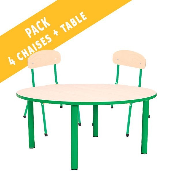 Pack table ronde et 4 chaises - T1 à T3