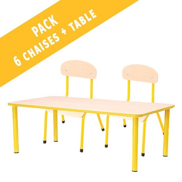 Pack table rectangulaire et 6 chaises - T1 à T3