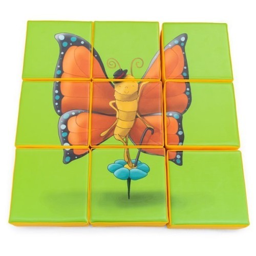 Puzzle double face en mousse (9 pièces) - Libellule et Papillon