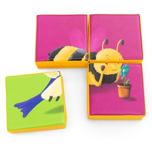 Puzzle double face en mousse (4 pièces) - Colibri et Abeille