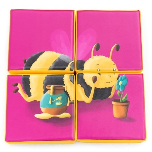 Puzzle double face en mousse (4 pièces) - Colibri et Abeille