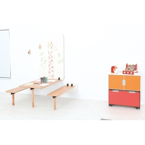 Pack table et bancs muraux réglables  - Taille 5 et 6