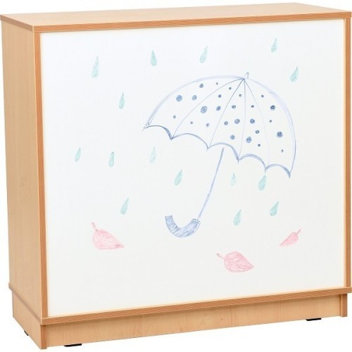 Meuble de rangement scolaire avec tableau blanc