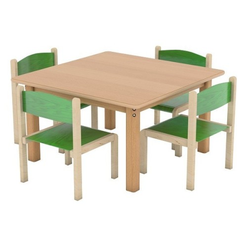 Table carrée et 4 chaises - T1