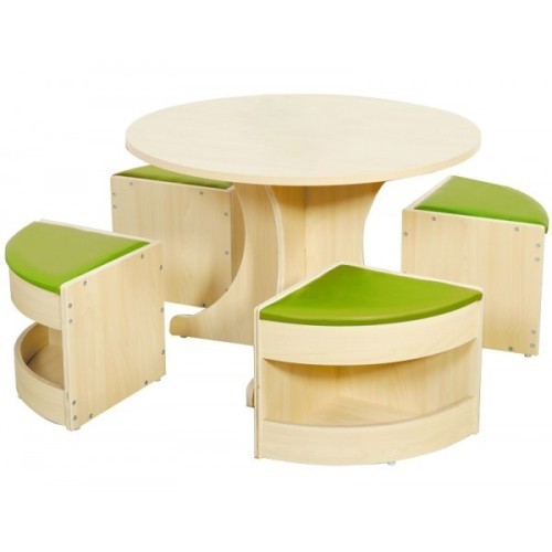 Table ronde avec 4 tabourets